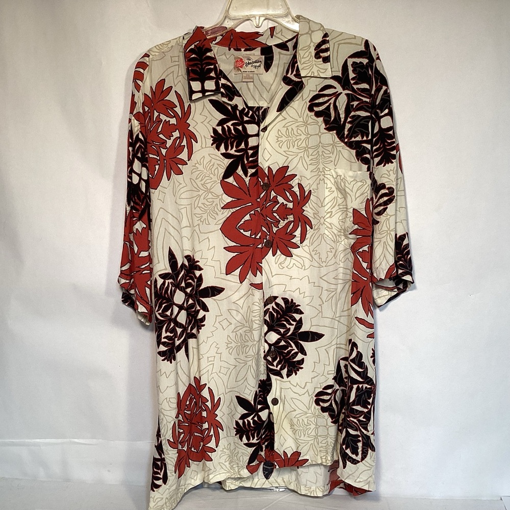 Hilo Hattie Vintage Red and Black Hawaiian Aloha Men's Shirt Size 2XL